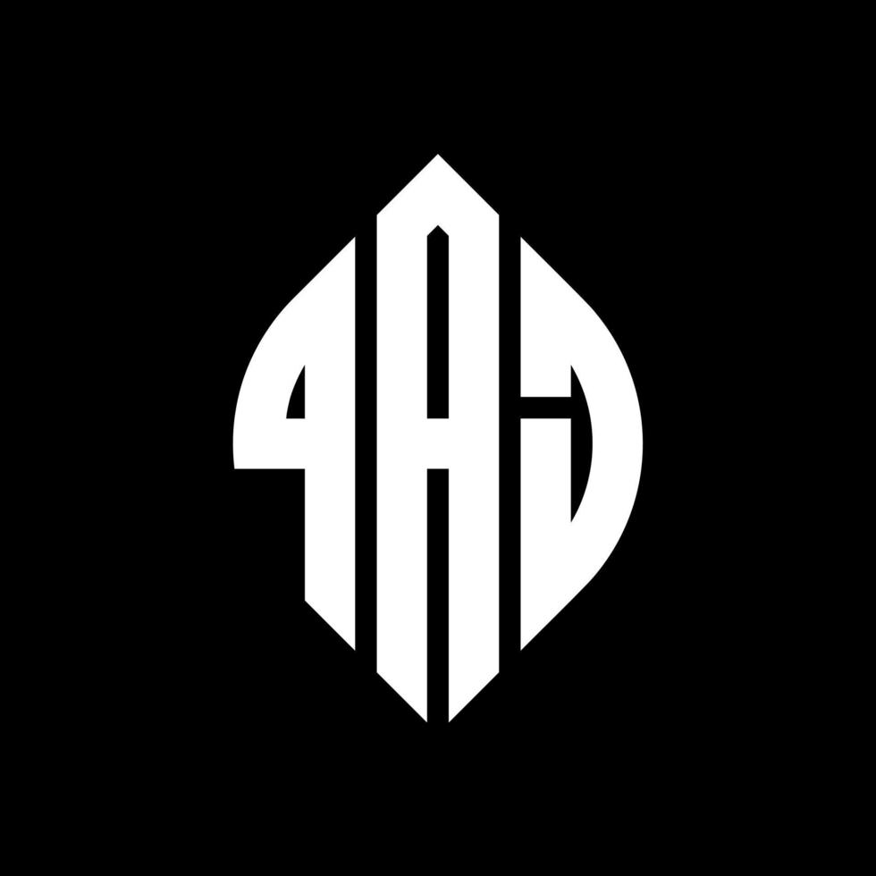 QAJ circle letter logo design with circle and ellipse shape. QAJ ellipse letters with typographic style. The three initials form a circle logo. QAJ Circle Emblem Abstract Monogram Letter Mark Vector. vector