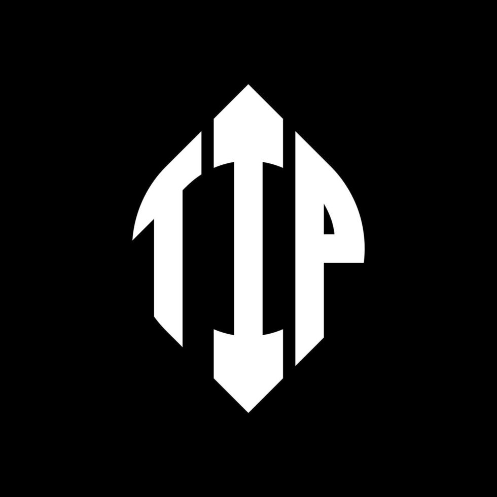 TIP circle letter logo design with circle and ellipse shape. TIP ellipse letters with typographic style. The three initials form a circle logo. TIP Circle Emblem Abstract Monogram Letter Mark Vector. vector