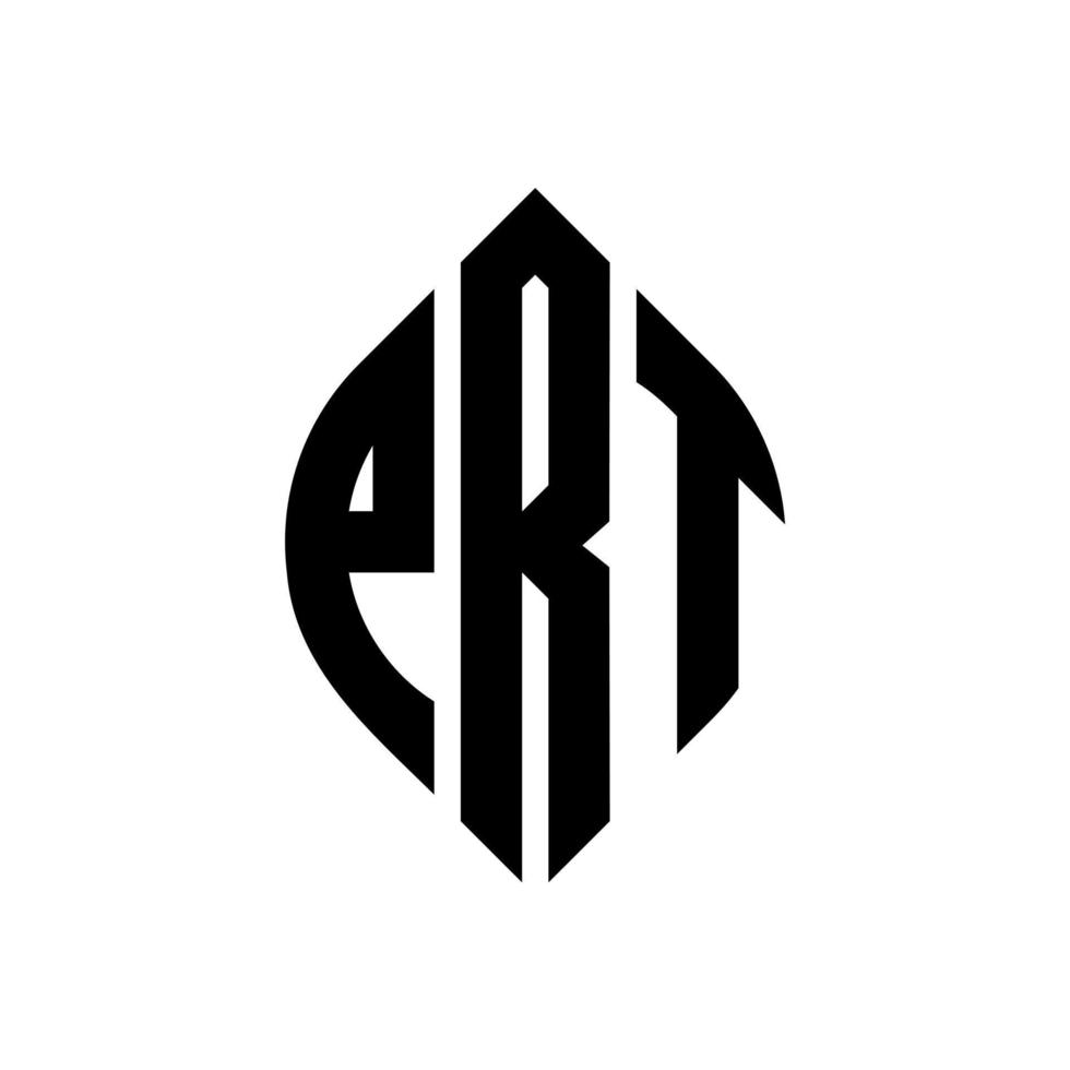diseño de logotipo de letra de círculo prt con forma de círculo y elipse. prt letras elipses con estilo tipográfico. las tres iniciales forman un logo circular. vector de marca de letra de monograma abstracto del emblema del círculo prt.