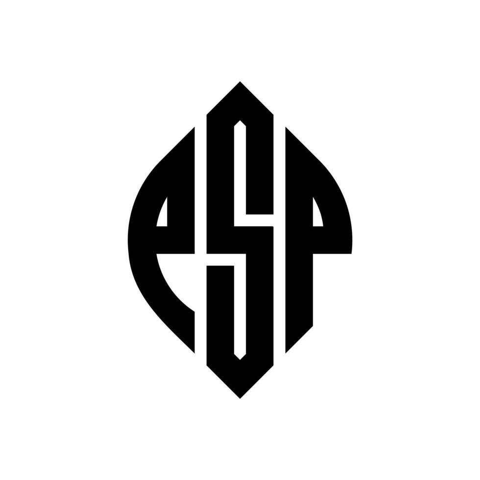 diseño de logotipo de letra de círculo psp con forma de círculo y elipse. psp letras elipses con estilo tipográfico. las tres iniciales forman un logo circular. vector de marca de letra de monograma abstracto del emblema del círculo de psp.