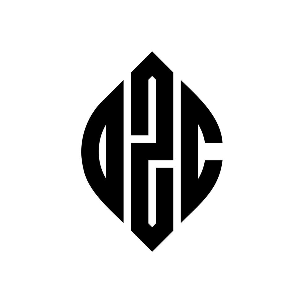 OZC circle letter logo design with circle and ellipse shape. OZC ellipse letters with typographic style. The three initials form a circle logo. OZC Circle Emblem Abstract Monogram Letter Mark Vector. vector
