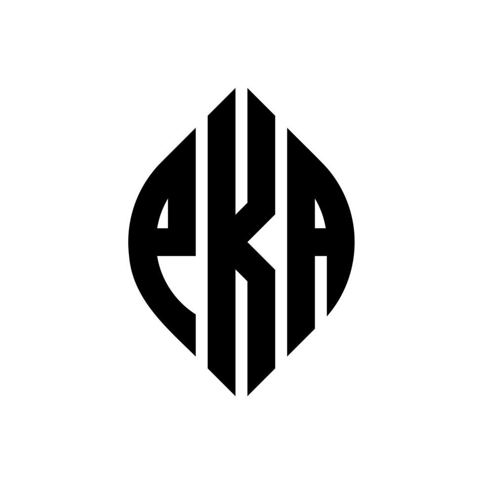 diseño de logotipo de letra de círculo pka con forma de círculo y elipse. pka letras elipses con estilo tipográfico. las tres iniciales forman un logo circular. vector de marca de letra de monograma abstracto del emblema del círculo pka.