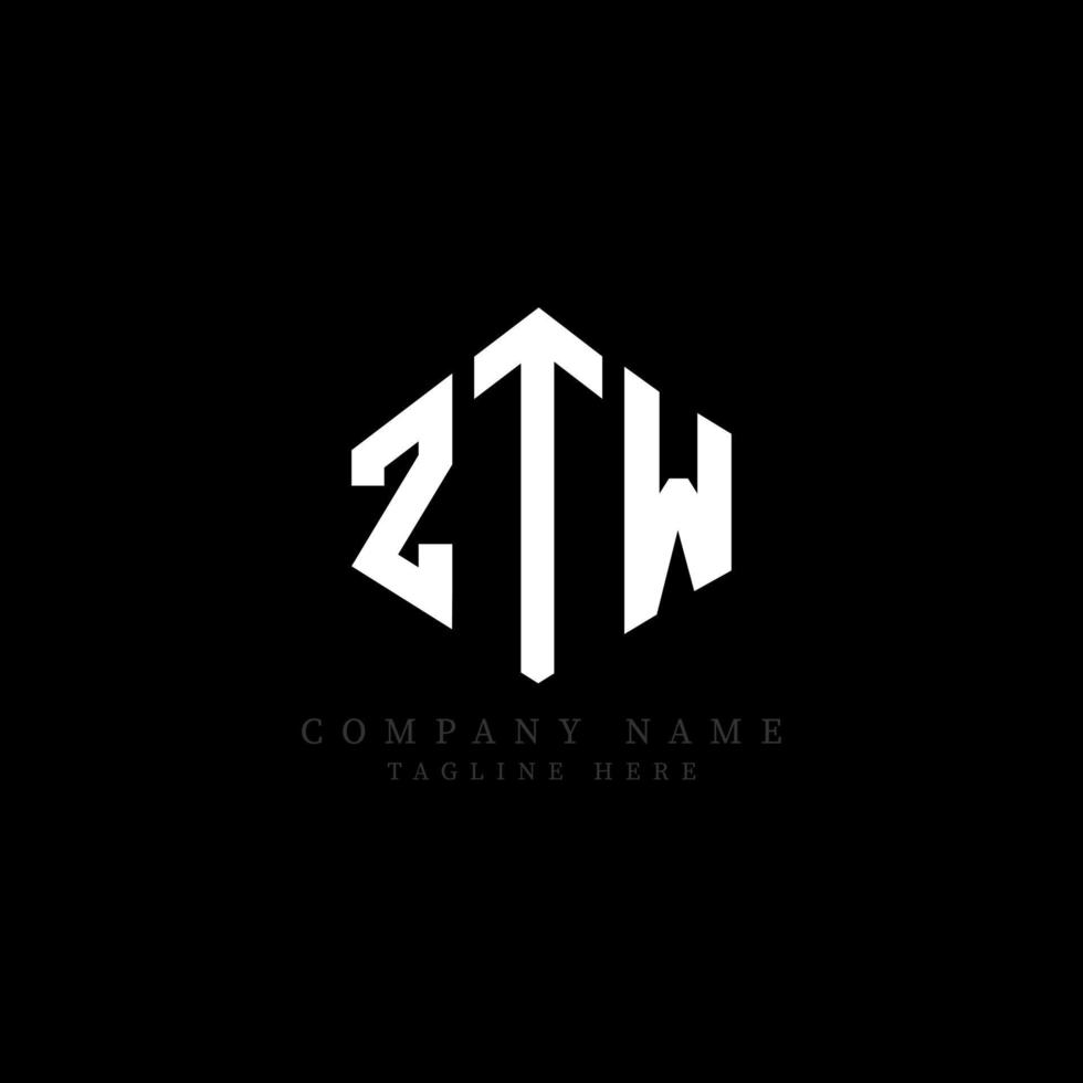 ZTW letter logo design with polygon shape. ZTW polygon and cube shape logo design. ZTW hexagon vector logo template white and black colors. ZTW monogram, business and real estate logo.