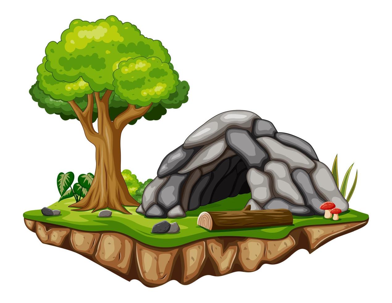 Nature Park Scene Background With Rock Cave vector