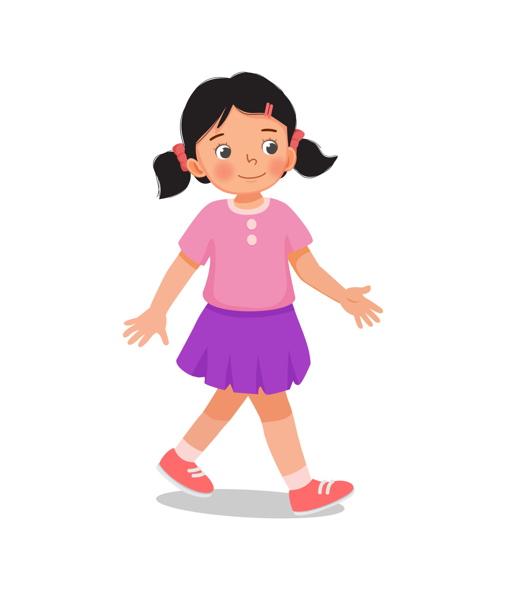 cute little girl walking on the road 8950733 Vector Art at Vecteezy