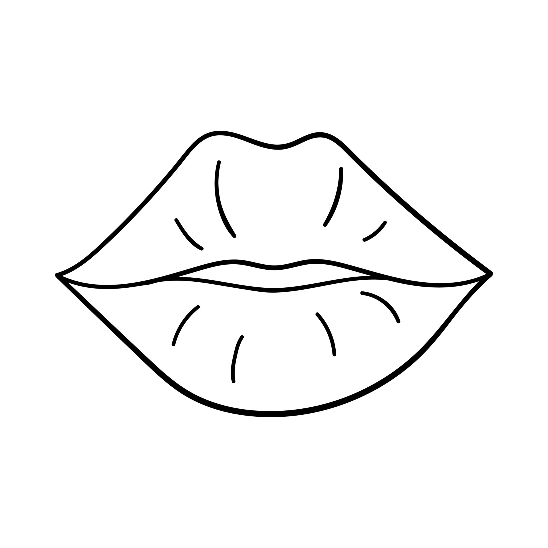 Female lips. Decorative design element for Valentine's Day. Simple outline  illustration drawn by hand and isolated on a white background. Black white  vector. 8950793 Vector Art at Vecteezy
