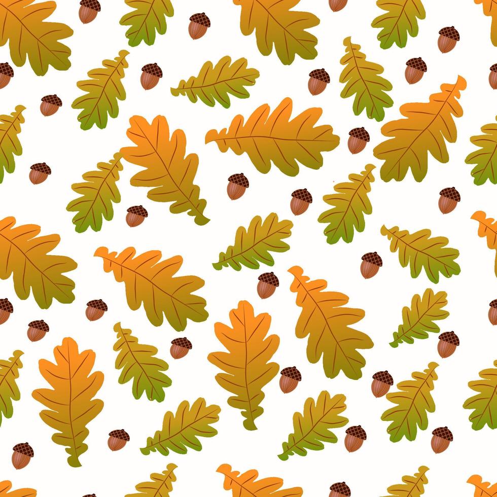 seamless autumn pattern with oak leaves vector