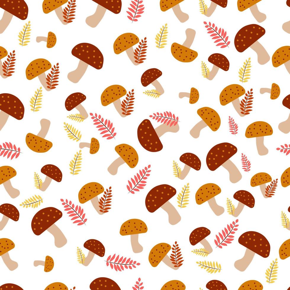 seamless autumn pattern with mushrooms vector