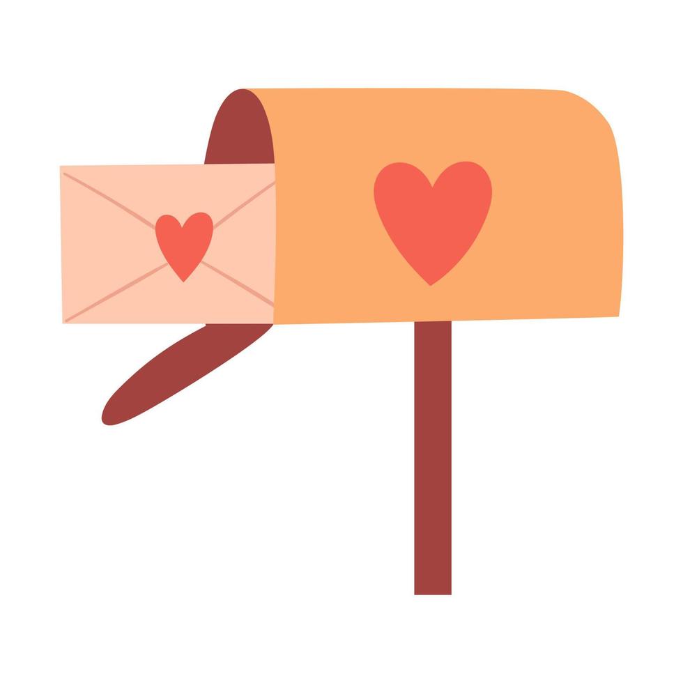 buzón con una carta y un corazón. un san valentín, un mensaje de amor. elemento decorativo para tarjetas de san valentín. ilustración vectorial de color aislada en un fondo blanco. vector