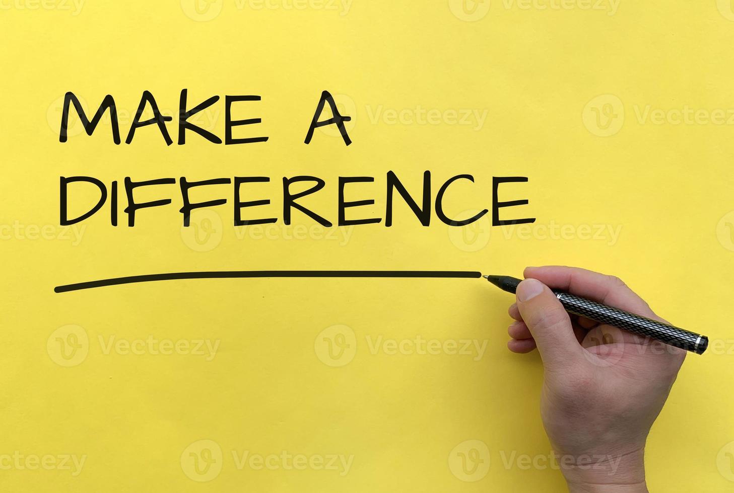 Make a difference text on yellow cover background. Copy space and make a difference concept photo