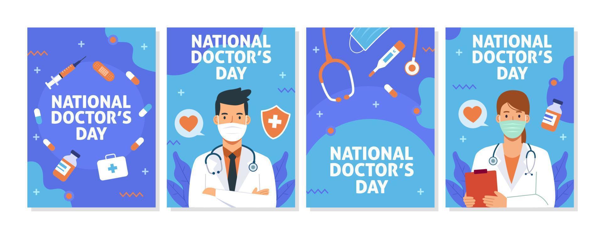 National Doctor's Day Card Set vector
