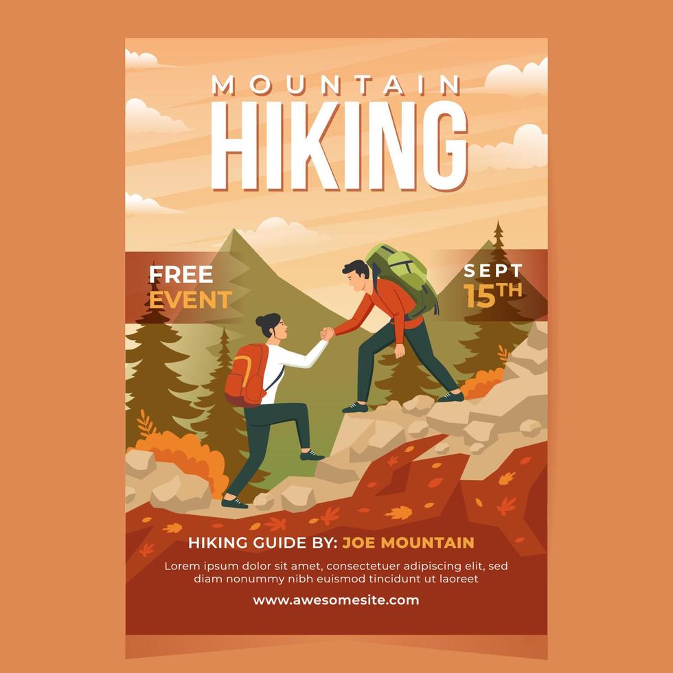 Autumn Hiking Poster Template vector