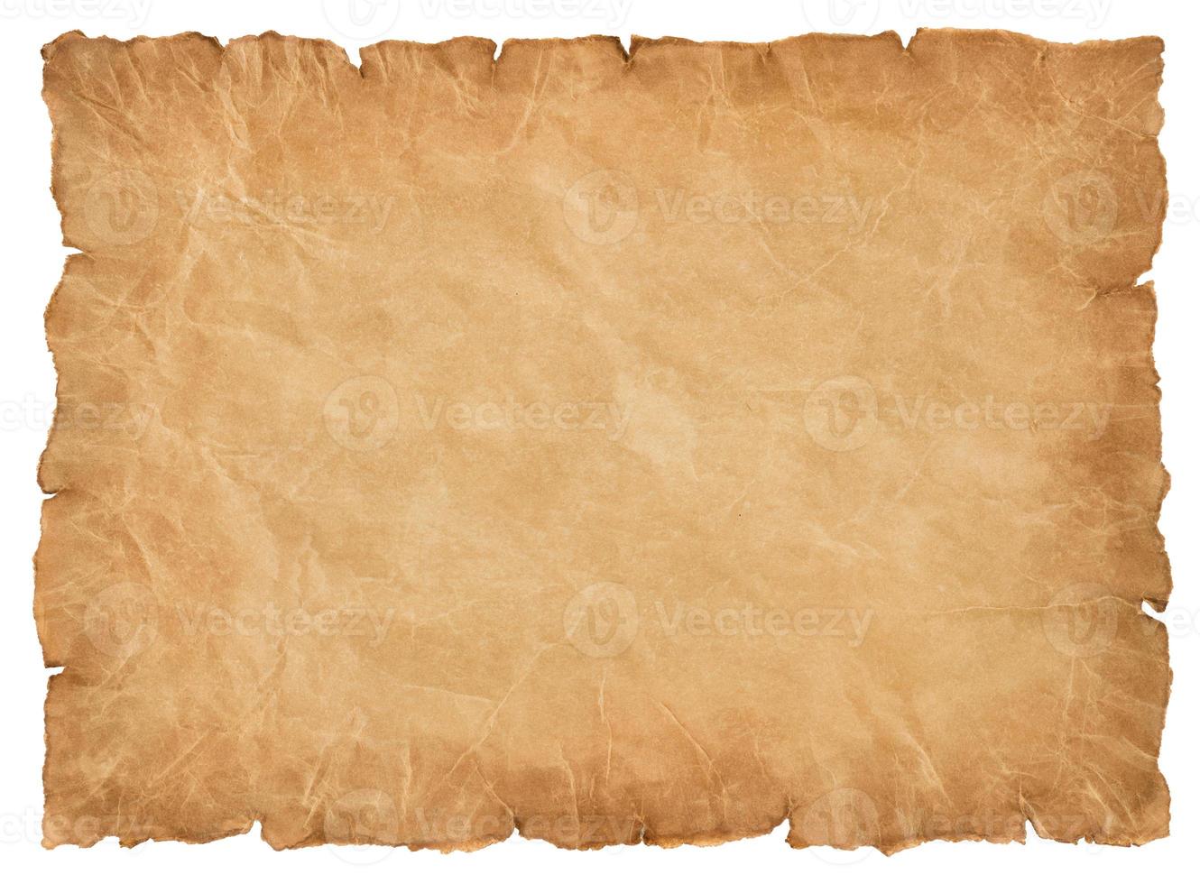 old parchment paper sheet vintage aged or texture isolated on white background photo