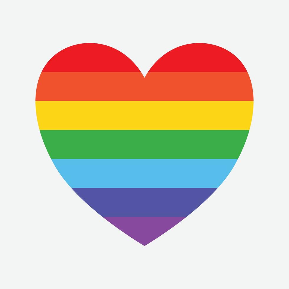 Rainbow heart shape icon on white background. vector
