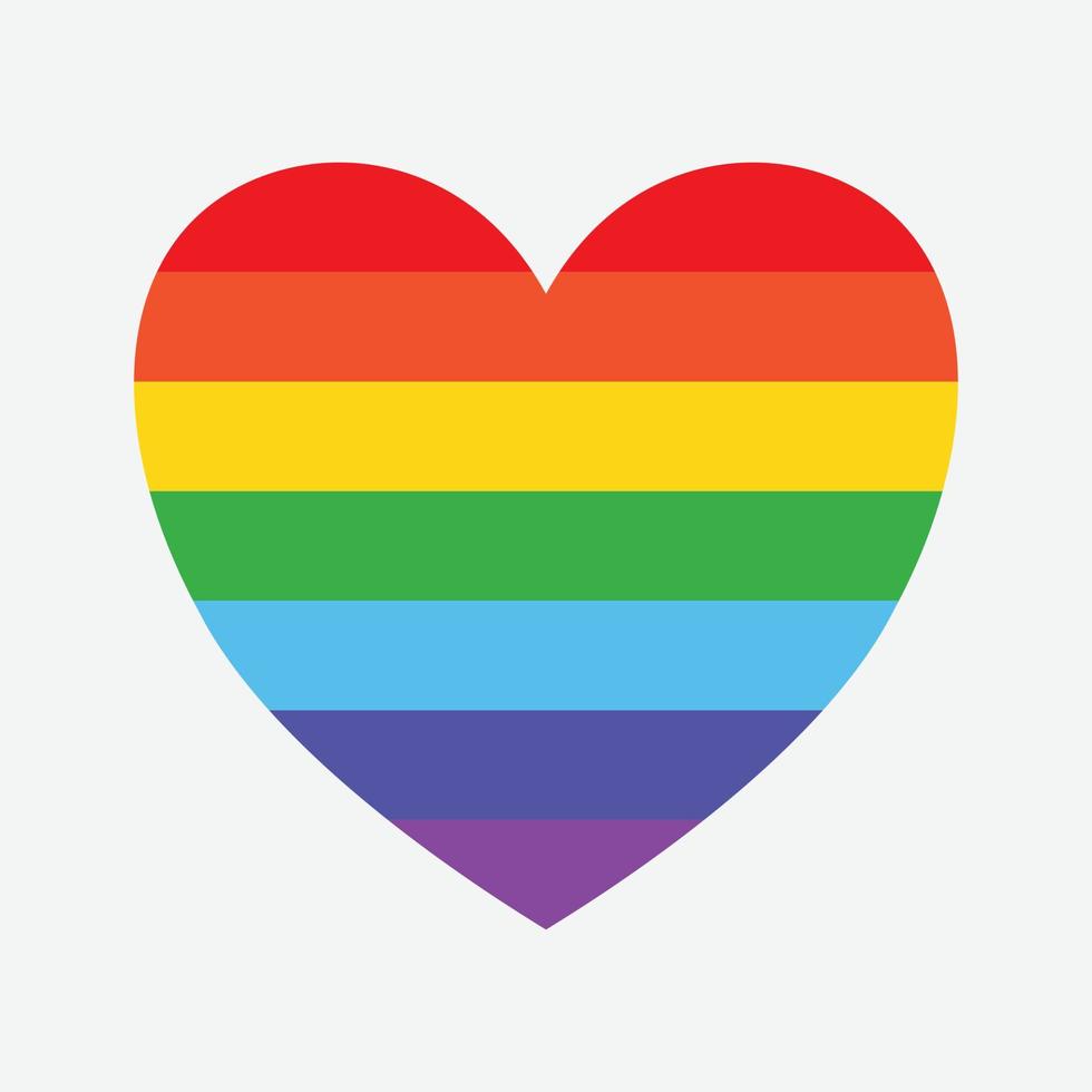 Rainbow heart shape icon on white background. vector