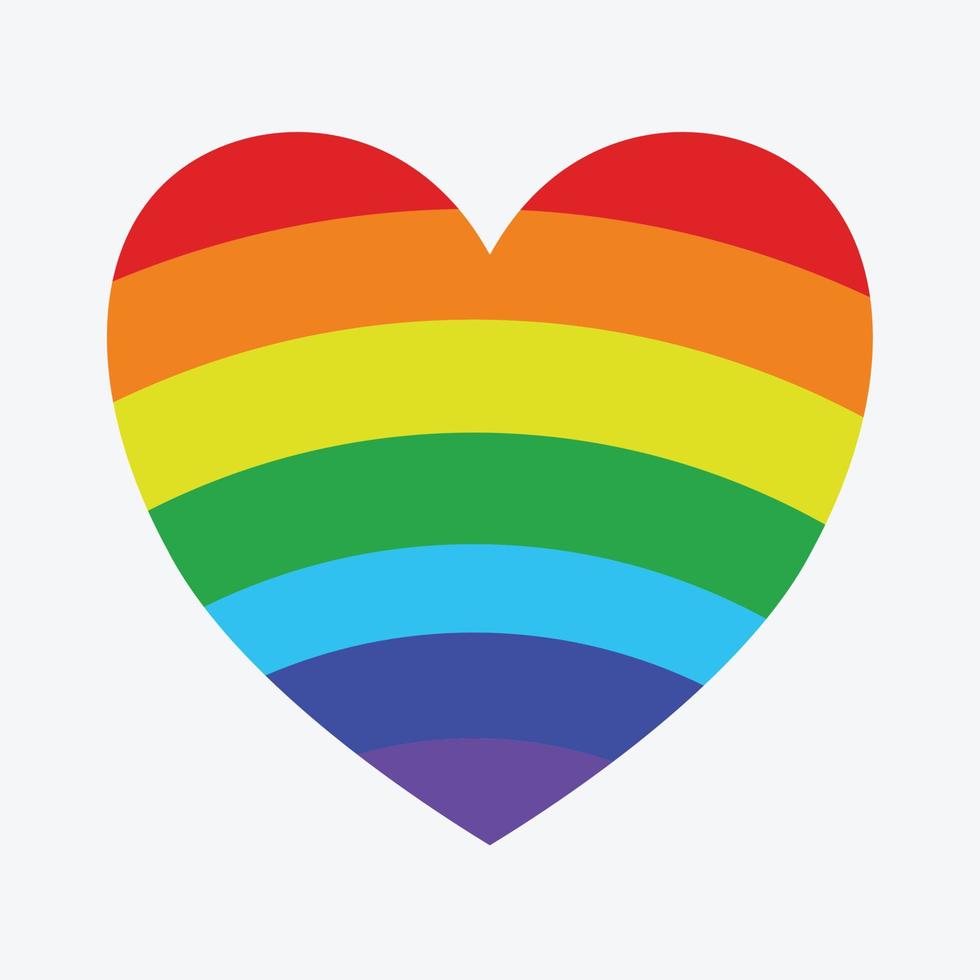 Rainbow heart shape icon on white background. vector