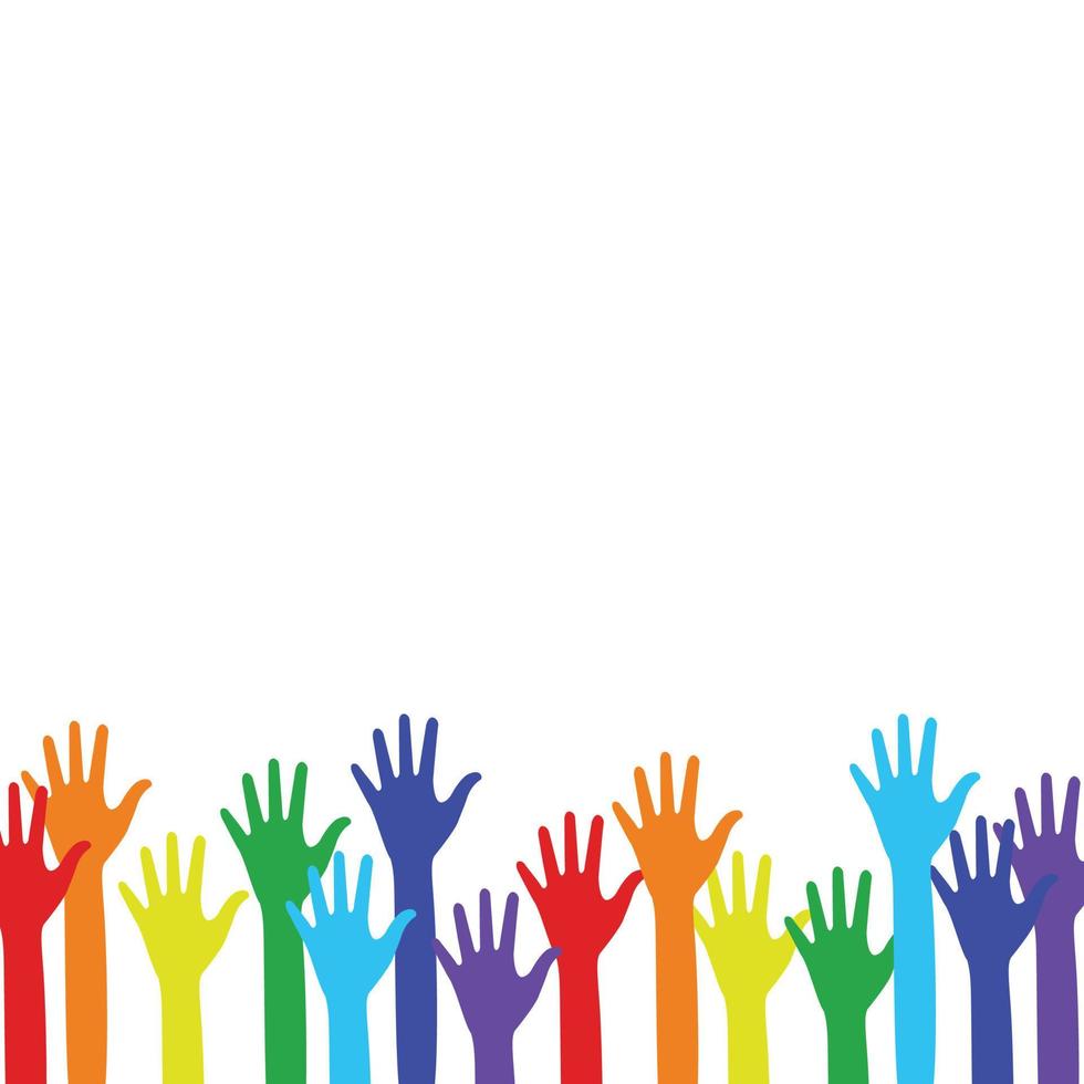 Rainbow human hands volunteer isolate on white background. vector