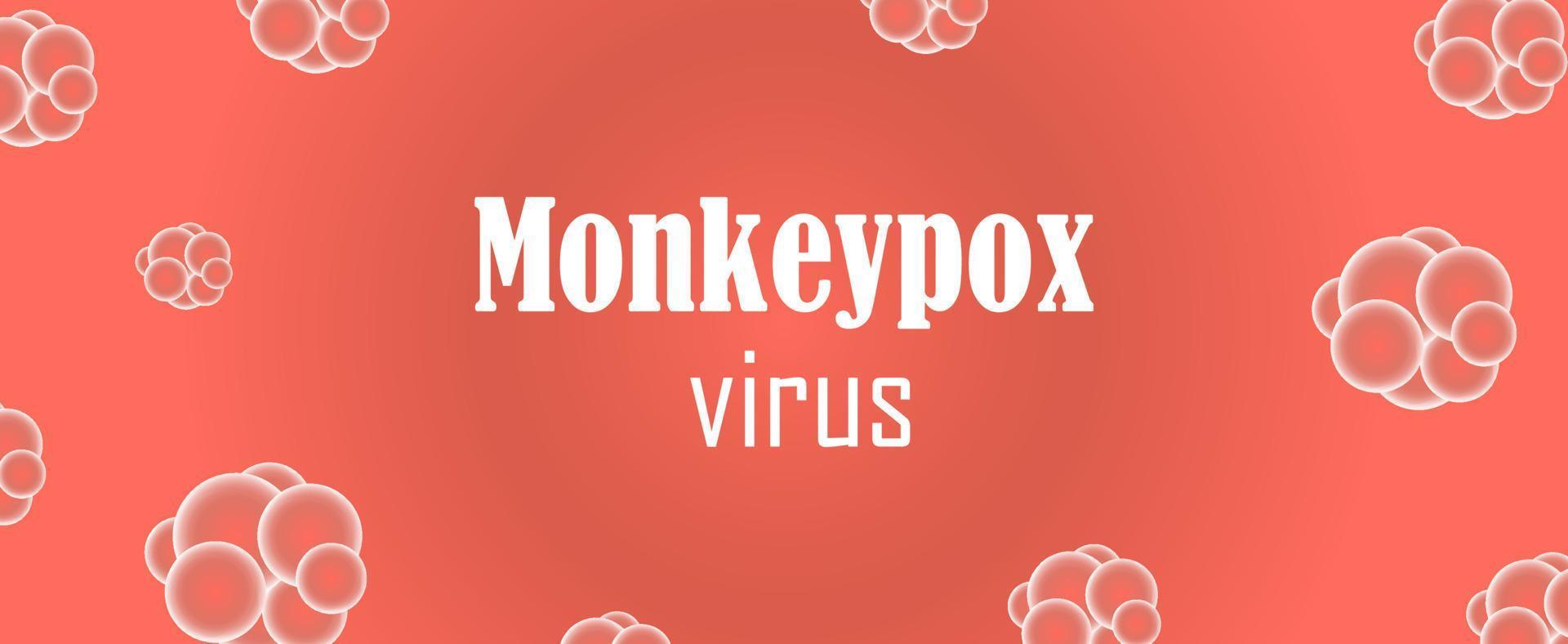 Vector banner with microscopic monkey virus. Informing about the prevention of infection and the spread of viral infection. The advertising background of infection is monkey pox, bacteria, viruses.