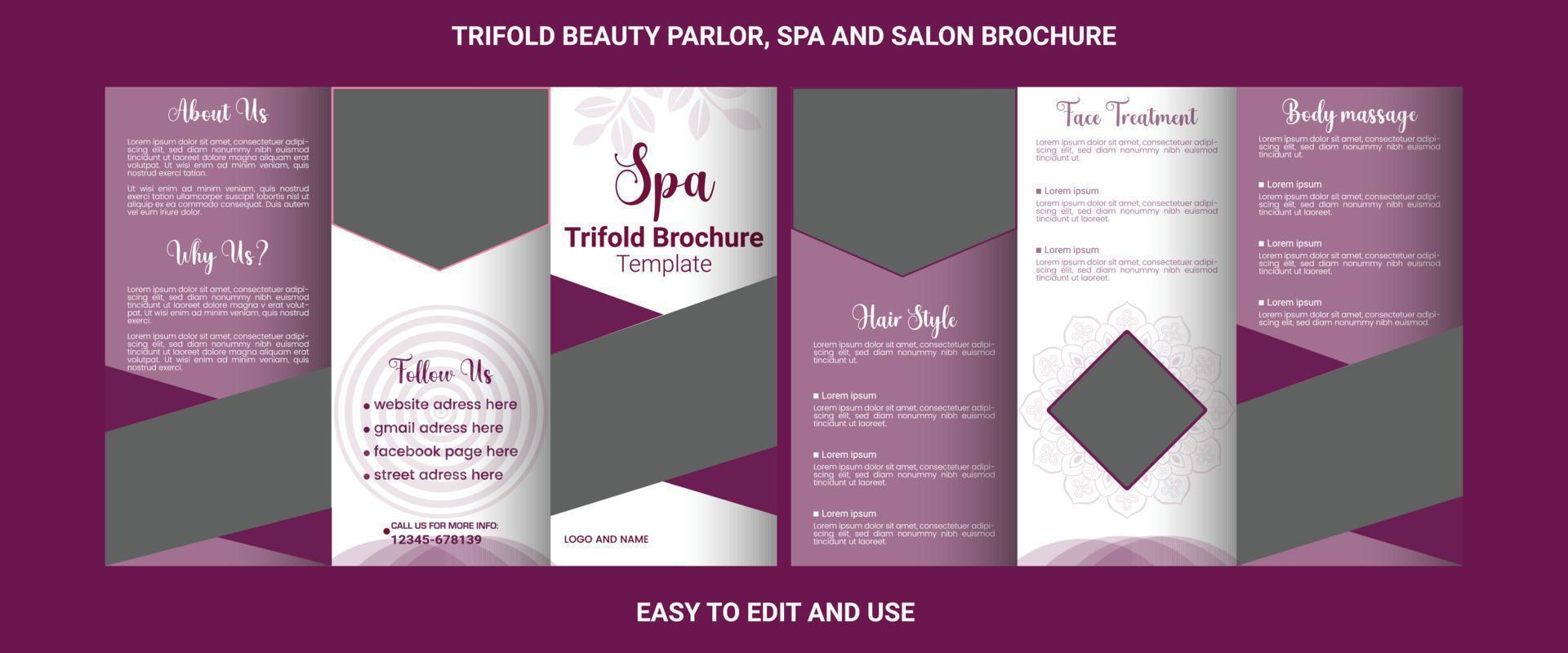 último folleto tríptico premium para spa, salón y salón de belleza vector