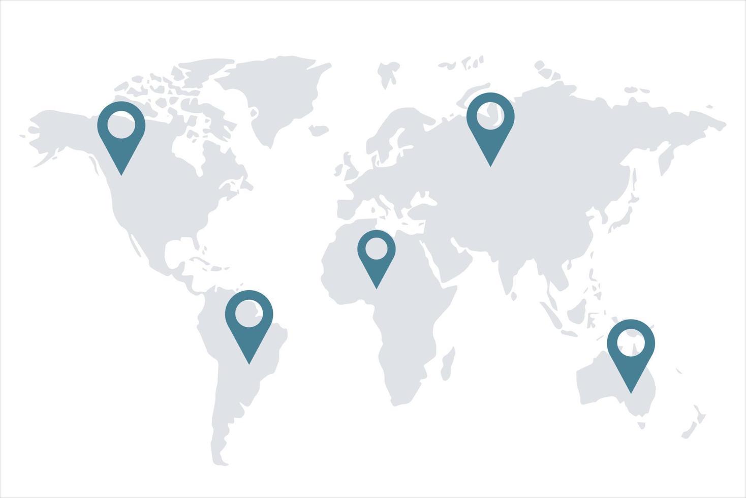 mapa con punteros de mapa ilustración vectorial sobre fondo blanco vector