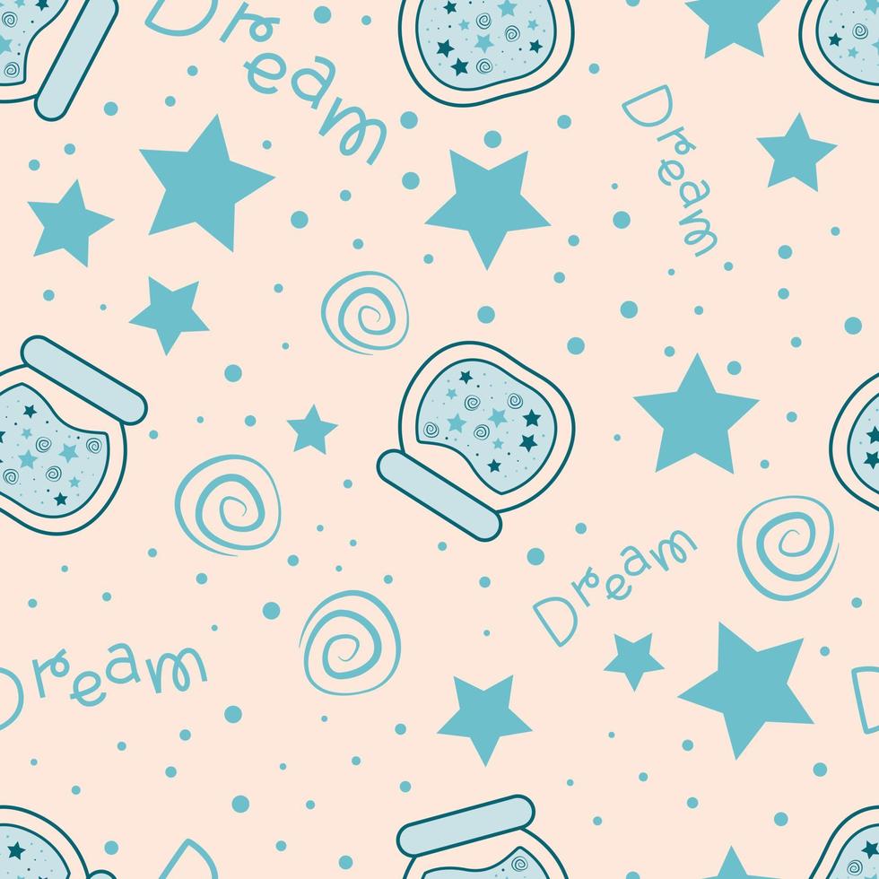 Magic Stars repeat pattern design. Hand-drawn sky background. Holidays pattern for wrapping paper, fabric, wrapping paper, prints and textile. vector