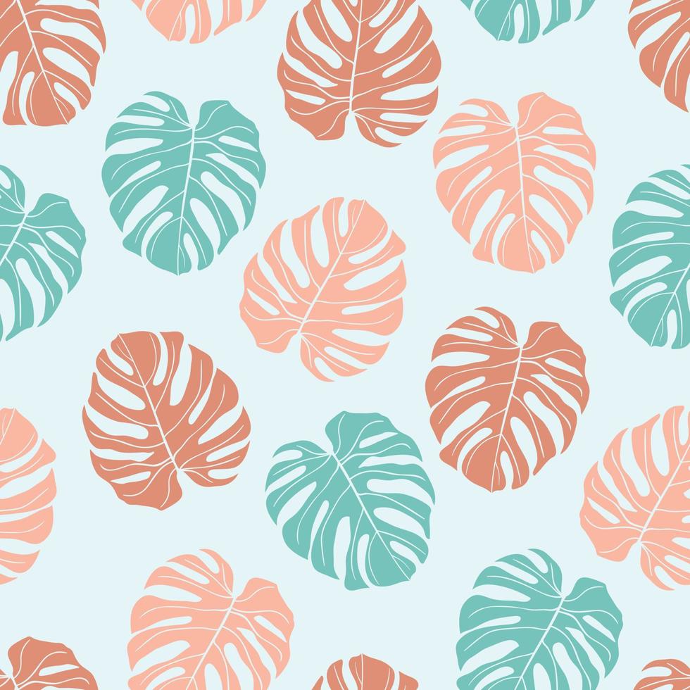 hermosa monstera tropical deja un diseño de patrones sin fisuras. Fondo de naturaleza de hojas tropicales. ilustración brasileña de moda. diseño de primavera y verano para textiles, estampados, papel envolvente. vector