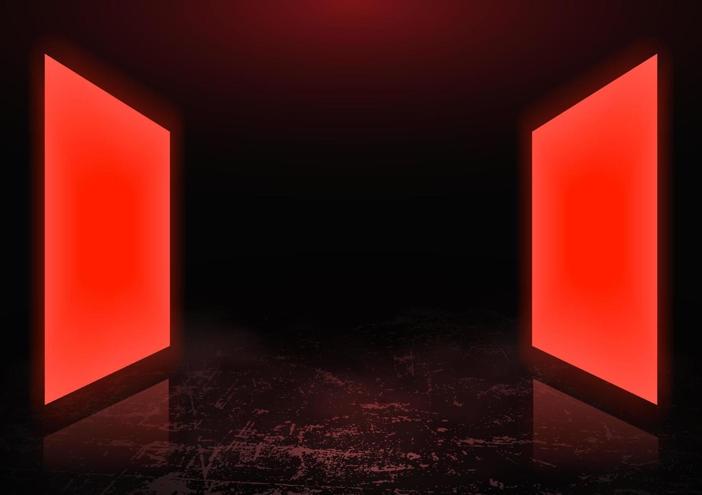 Ilustración de vector de habitación vacía de fondo de luz de neón rojo futurista abstracto
