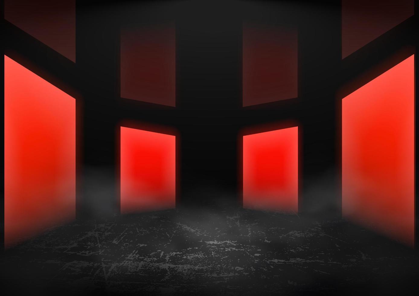 Abstract futuristic red neon light background empty room vector