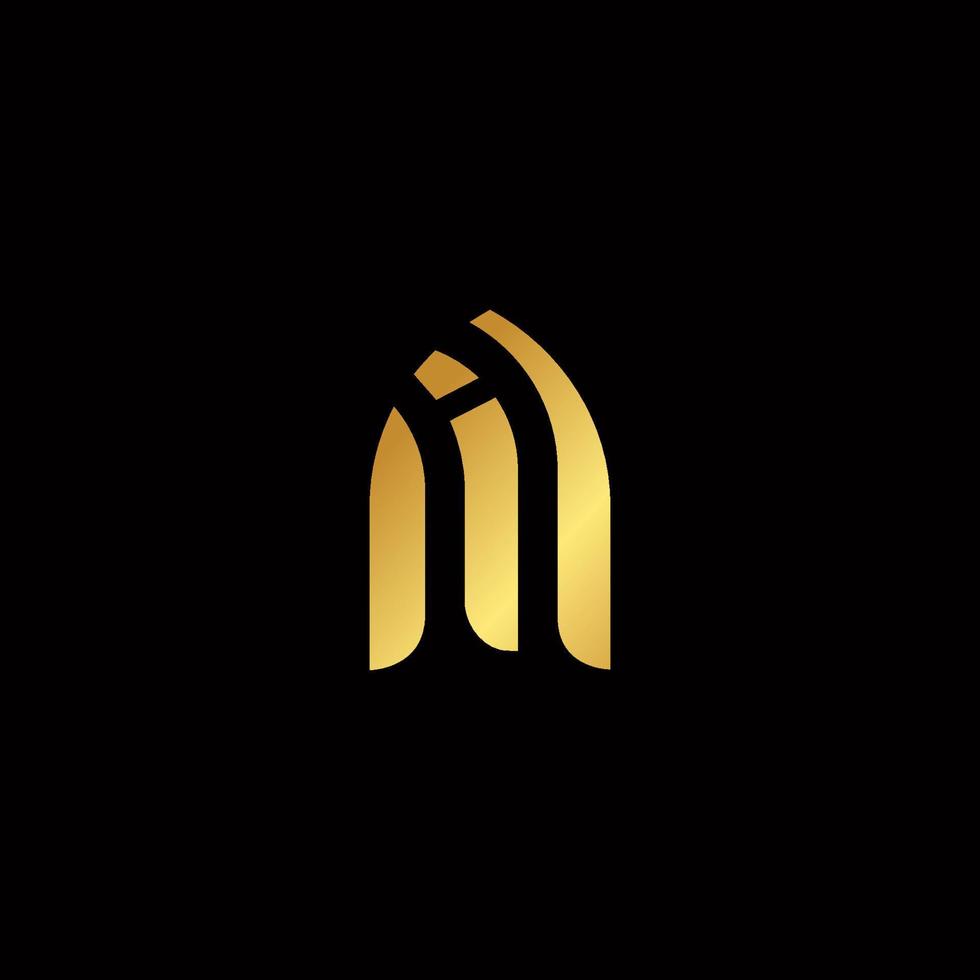 plantilla de logotipo de iniciales ai de color dorado vector