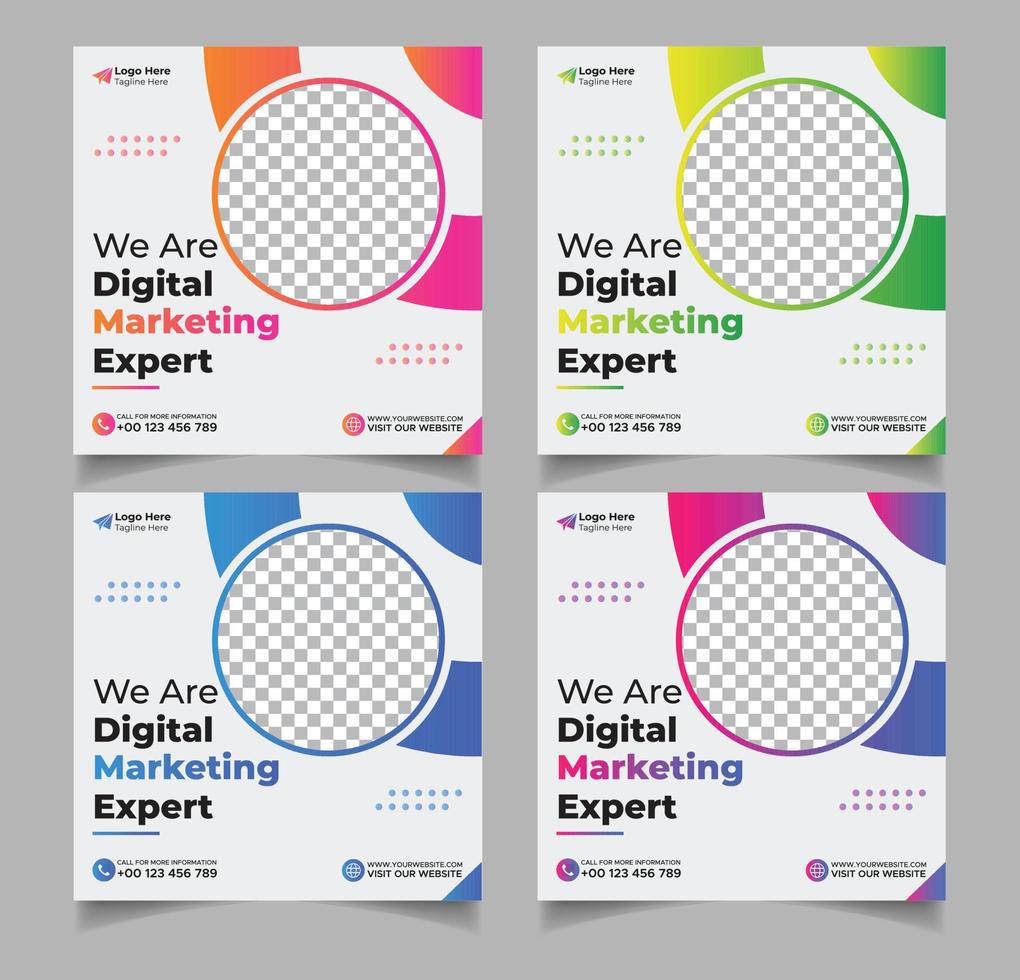 square digital marketing social media post business marketing flyer design Free Vector