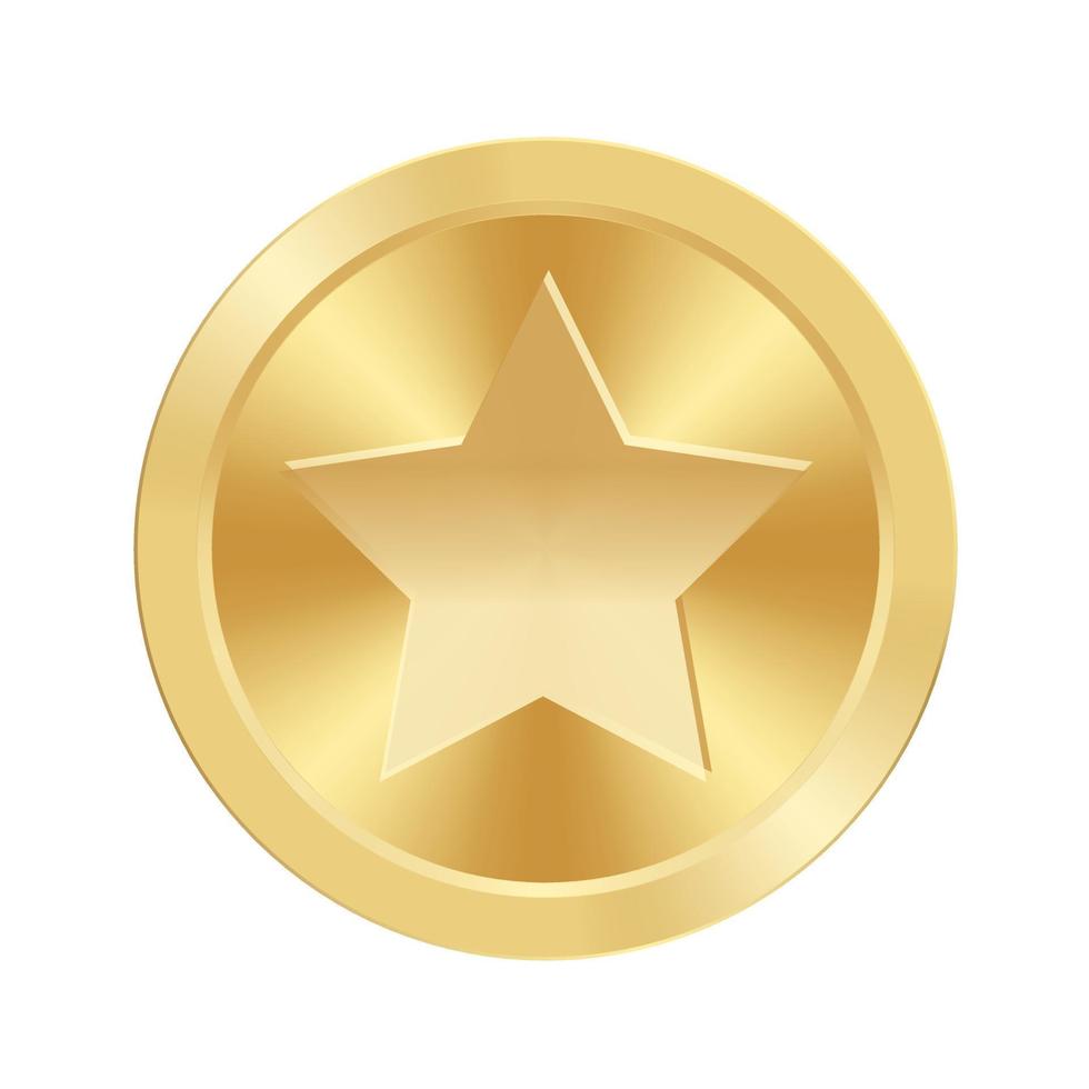 Golden award medal with star Illustration from geometric shapes vector