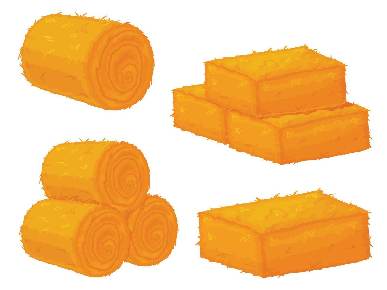 Straw hay set. Straw grass. Food for agricultural animals. vector