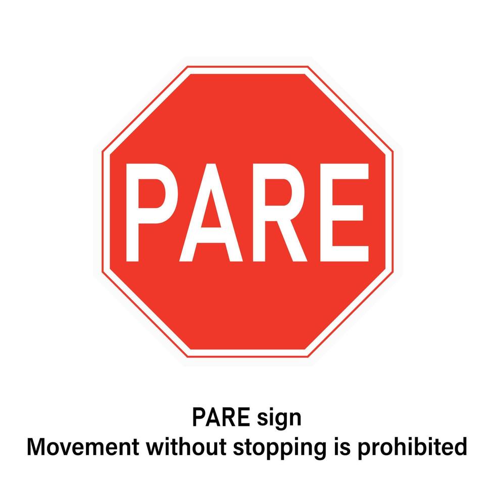PARE road sign Traffic sign on white background vector