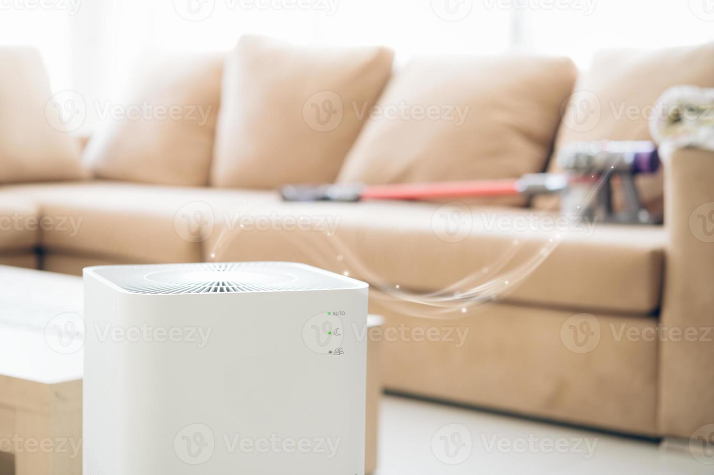 air purifier a living room, air cleaner removing fine dust in house