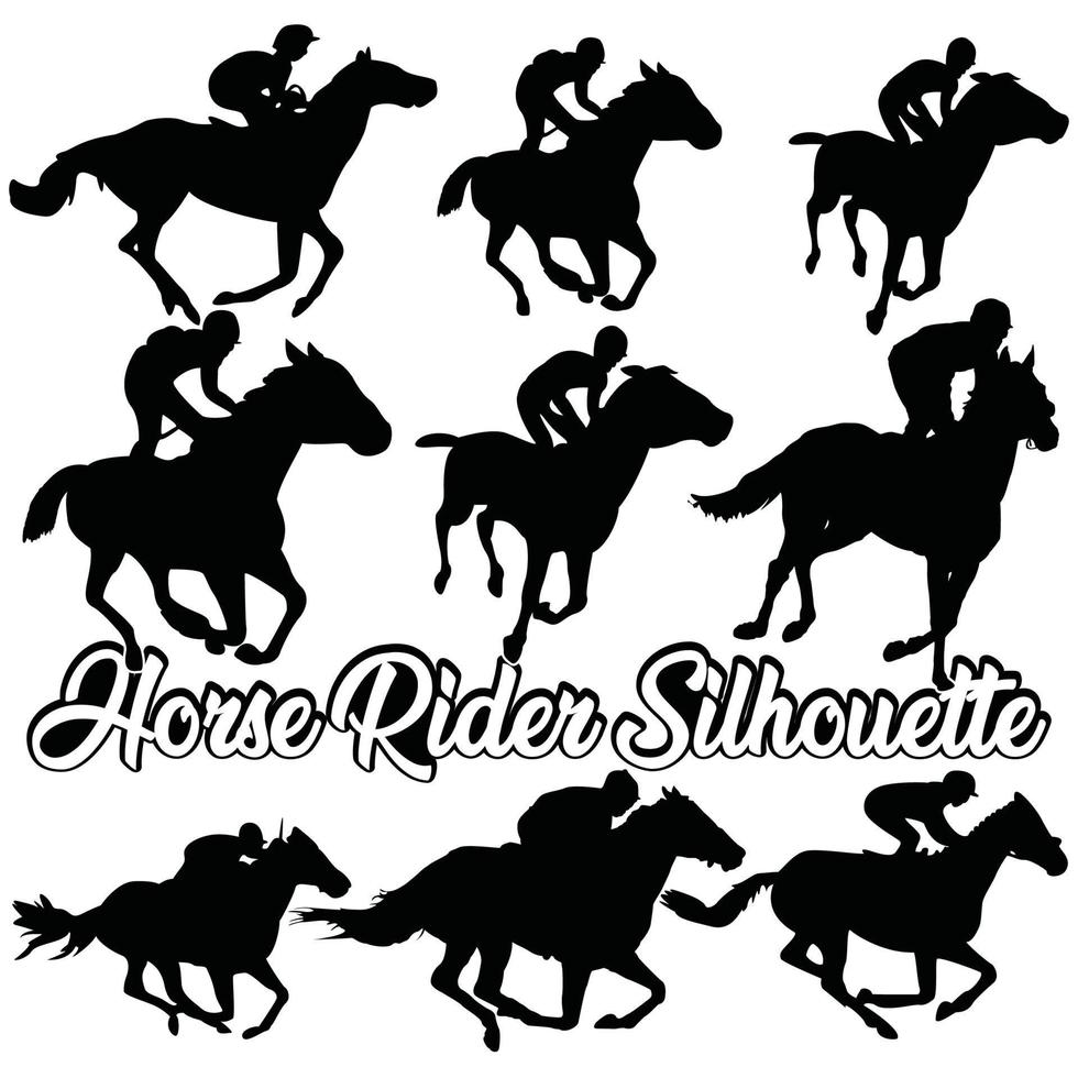 Horse Riding Silhouette Set vector