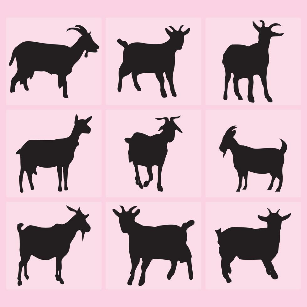 Collection Of Goat Silhouettes Vector