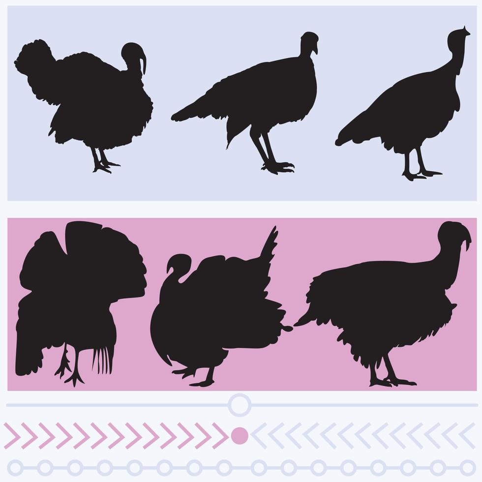 Set of Turkey Silhouettes Vector