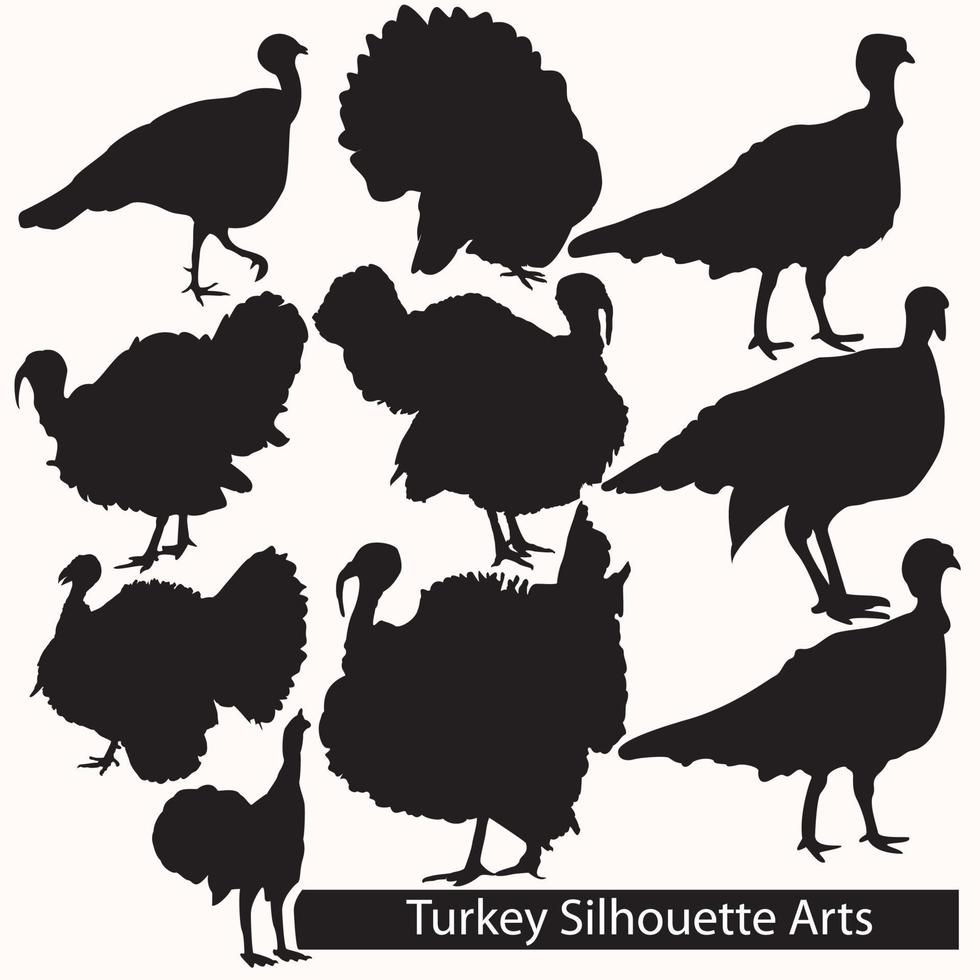 Cute Turkey Silhouette Illustration Vector Art