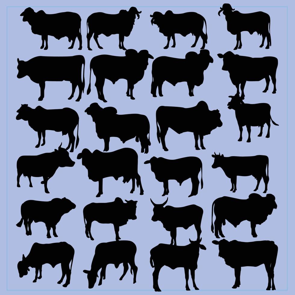 Cow Lovers In Silhouette Vector