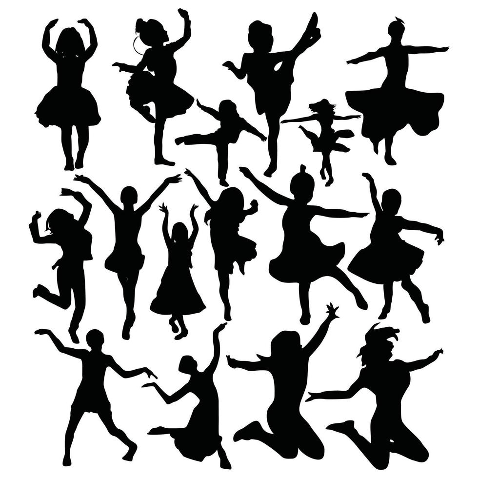 vector de siluetas de baile de niña para negro