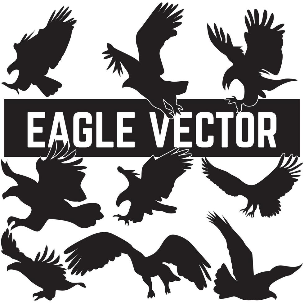silueta dibujada a mano del vector águila