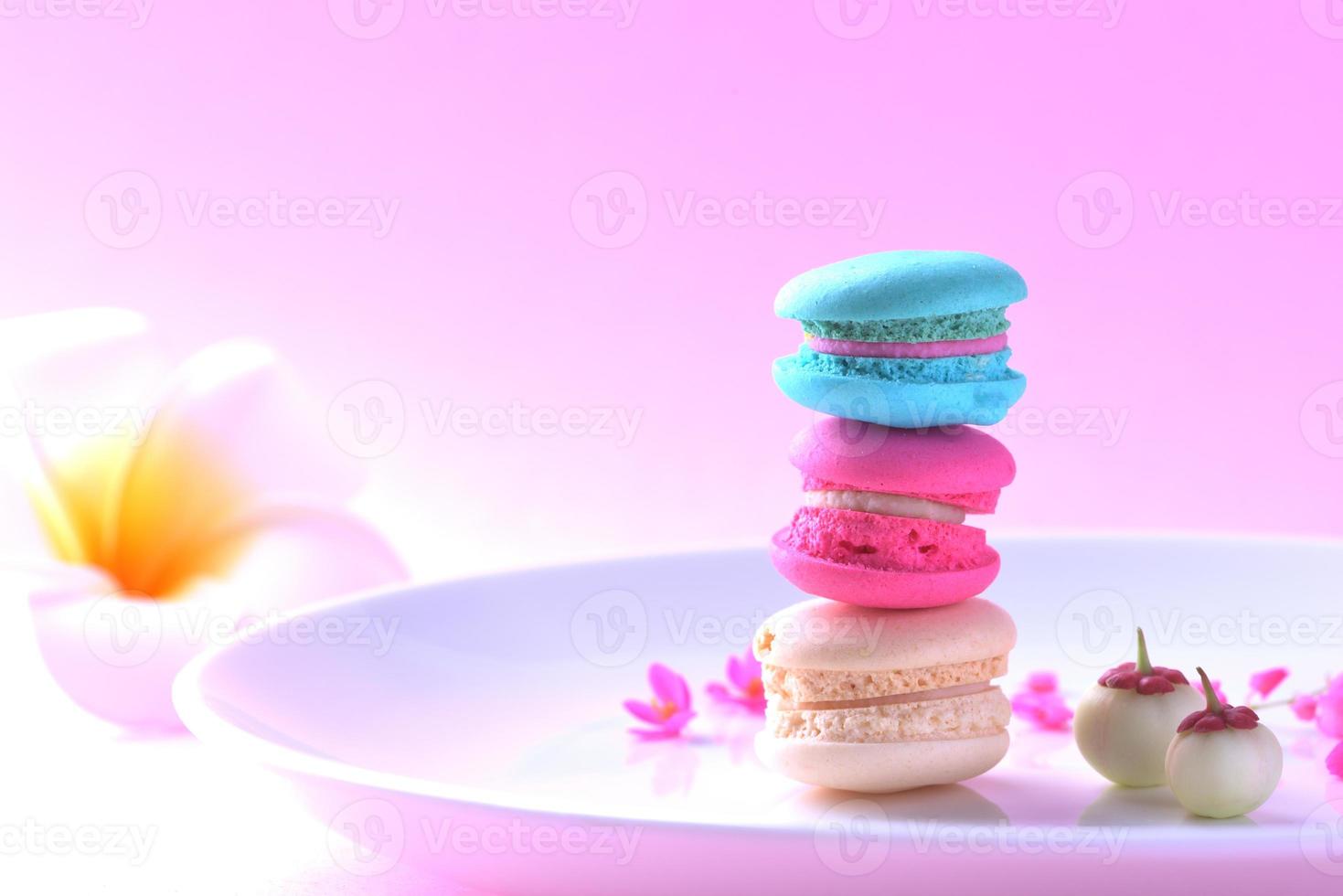 Colorful macarons or macaroons dessert sweet beautiful to eat photo