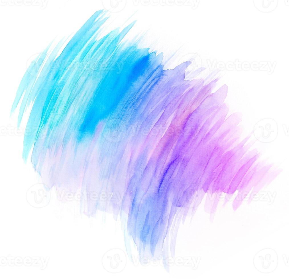 Watercolor paint brush strokes from a hand drawn isolated on white background photo
