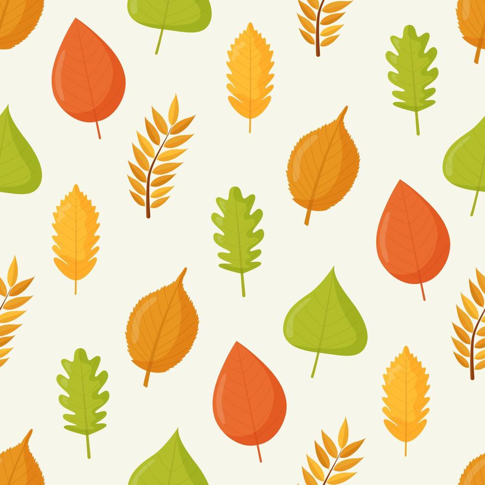 hojas de otoño de patrones sin fisuras, ilustración vectorial plana vector