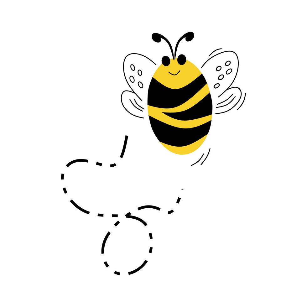 Cute dibujos animados insecto abeja aislado sobre fondo blanco. vector