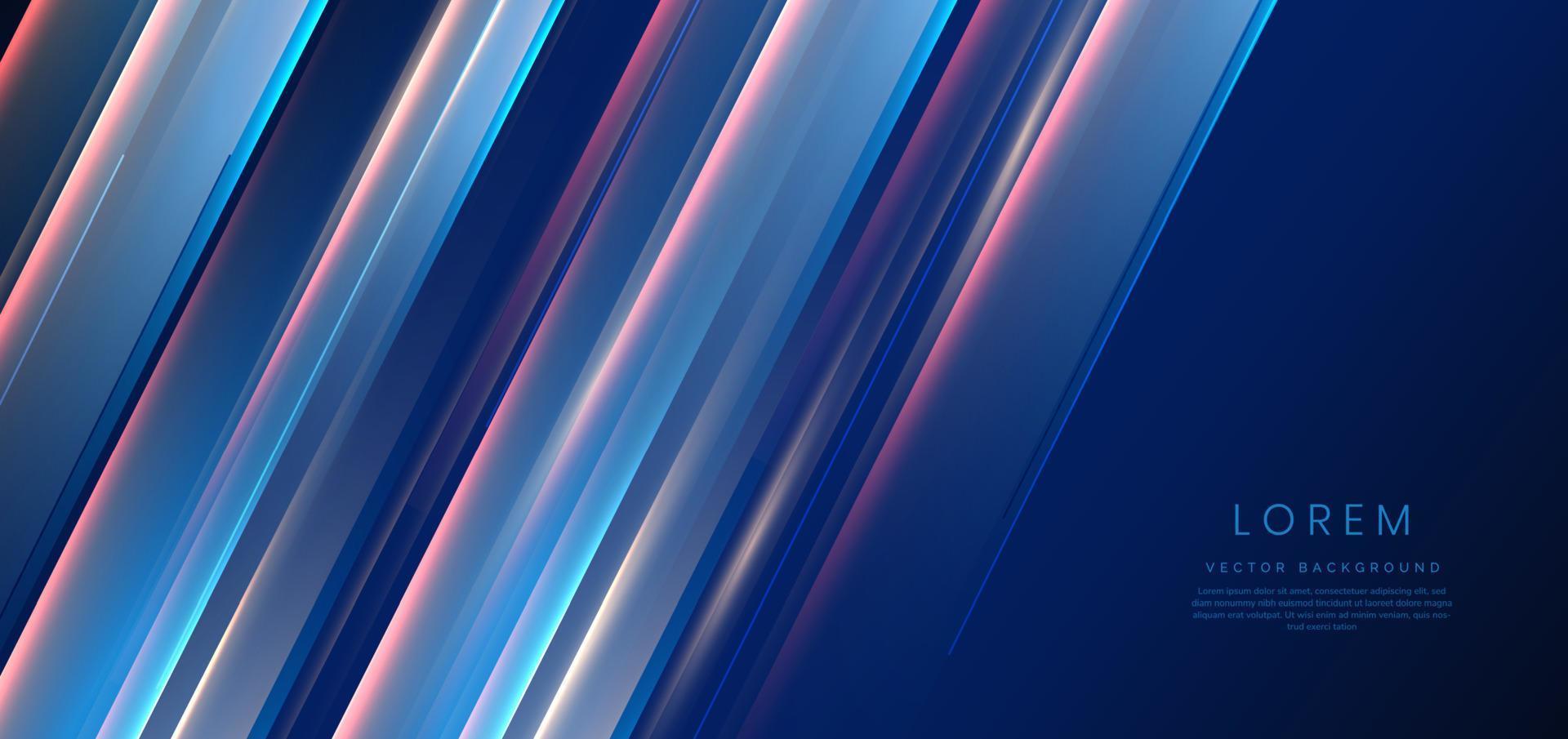 efecto de iluminación diagonal de tecnología futurista abstracta sobre fondo azul oscuro. vector