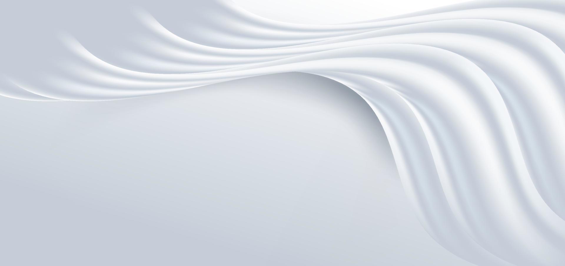 Abstract modern 3d dynamic wavy and curved white, grey on clean background. Luxury concept. vector