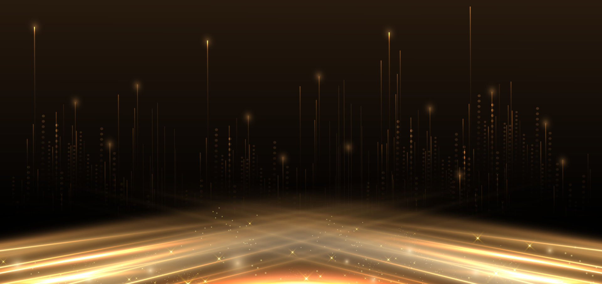 Abstract elegant gold lines diagonal scene on black background