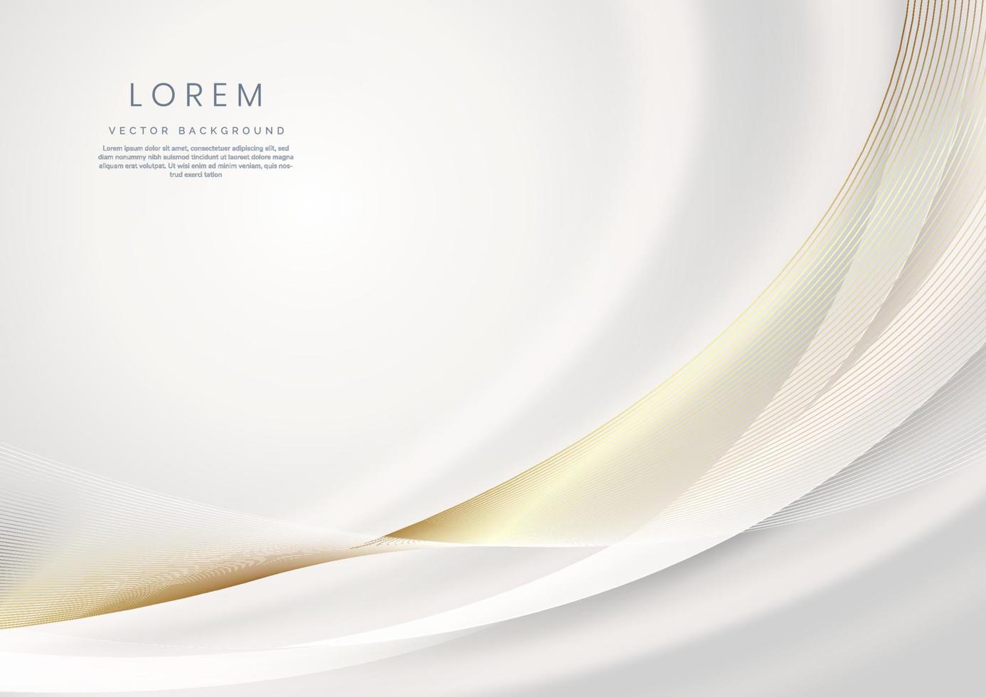 Abstract elegant grey curved shape line overlap on light grey clean background with lighting and spakle. Luxury template design. vector