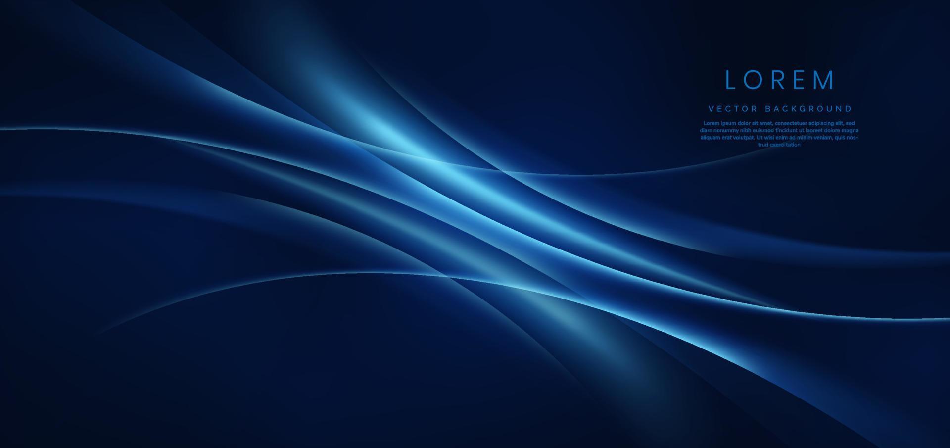 Abstract technology futuristic glowing blue curved line on dark blue background. vector